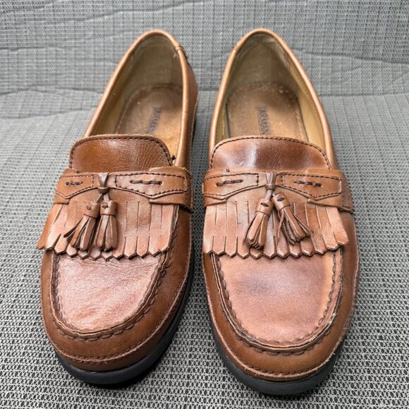 Jarman Mens Size 10 Brown Leather Moc Toe Tasseled Kiltie Loafers - Picture 1 of 8
